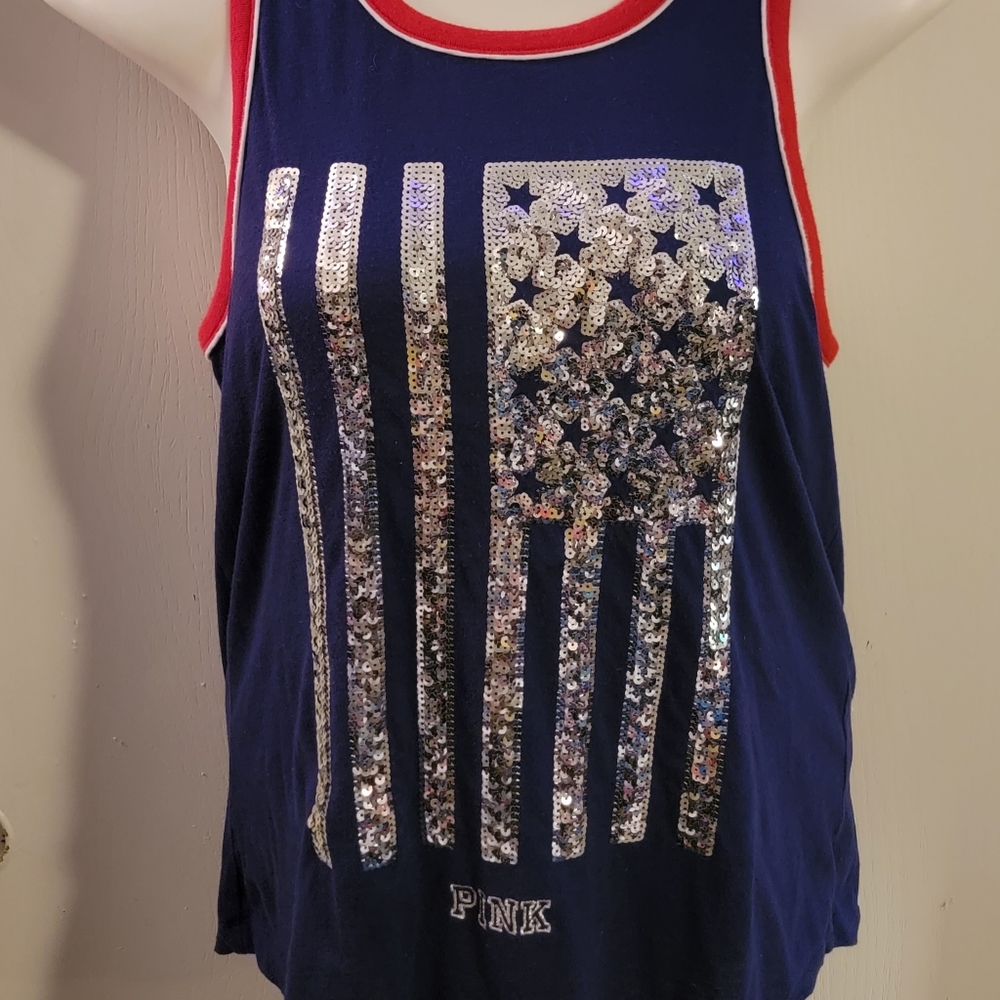 PINK VS Large Bling USA Tank